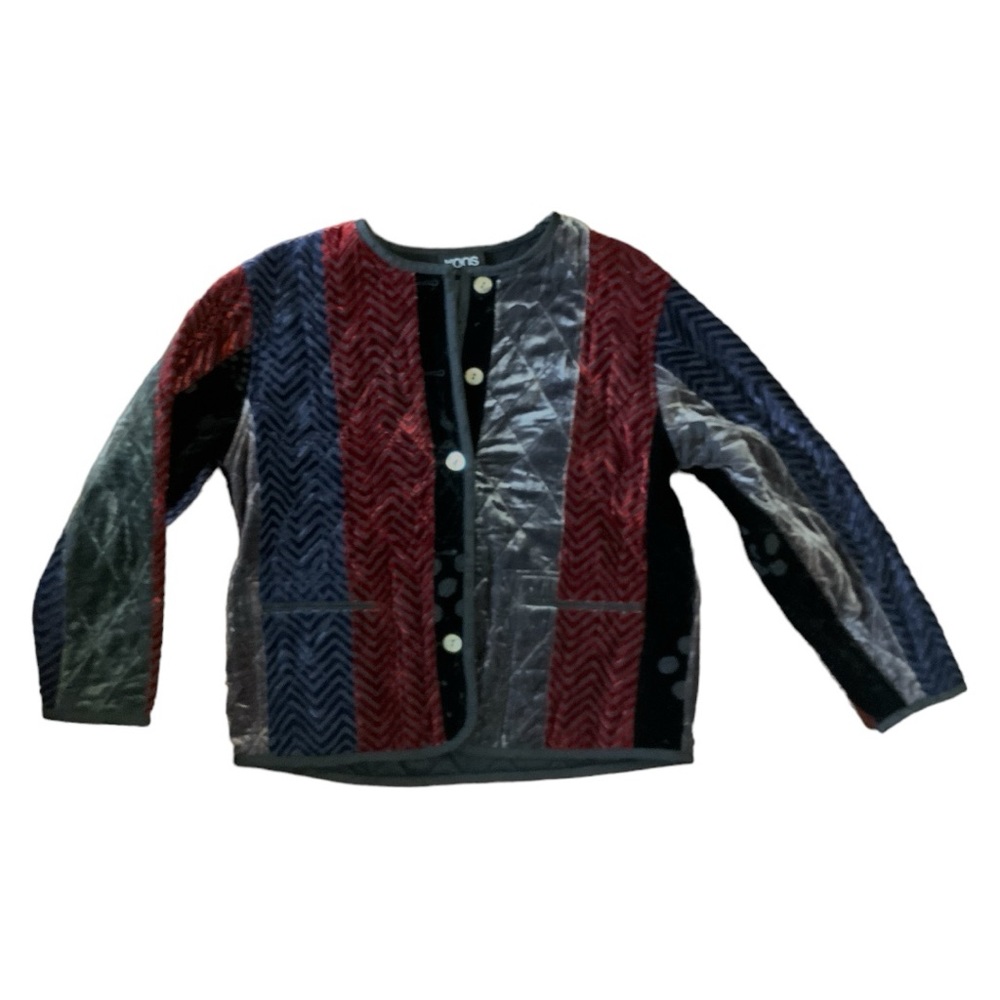 KOOS of Coarse  Art to Wear boho multicolor, colorblock Bohemia velvet jacket M